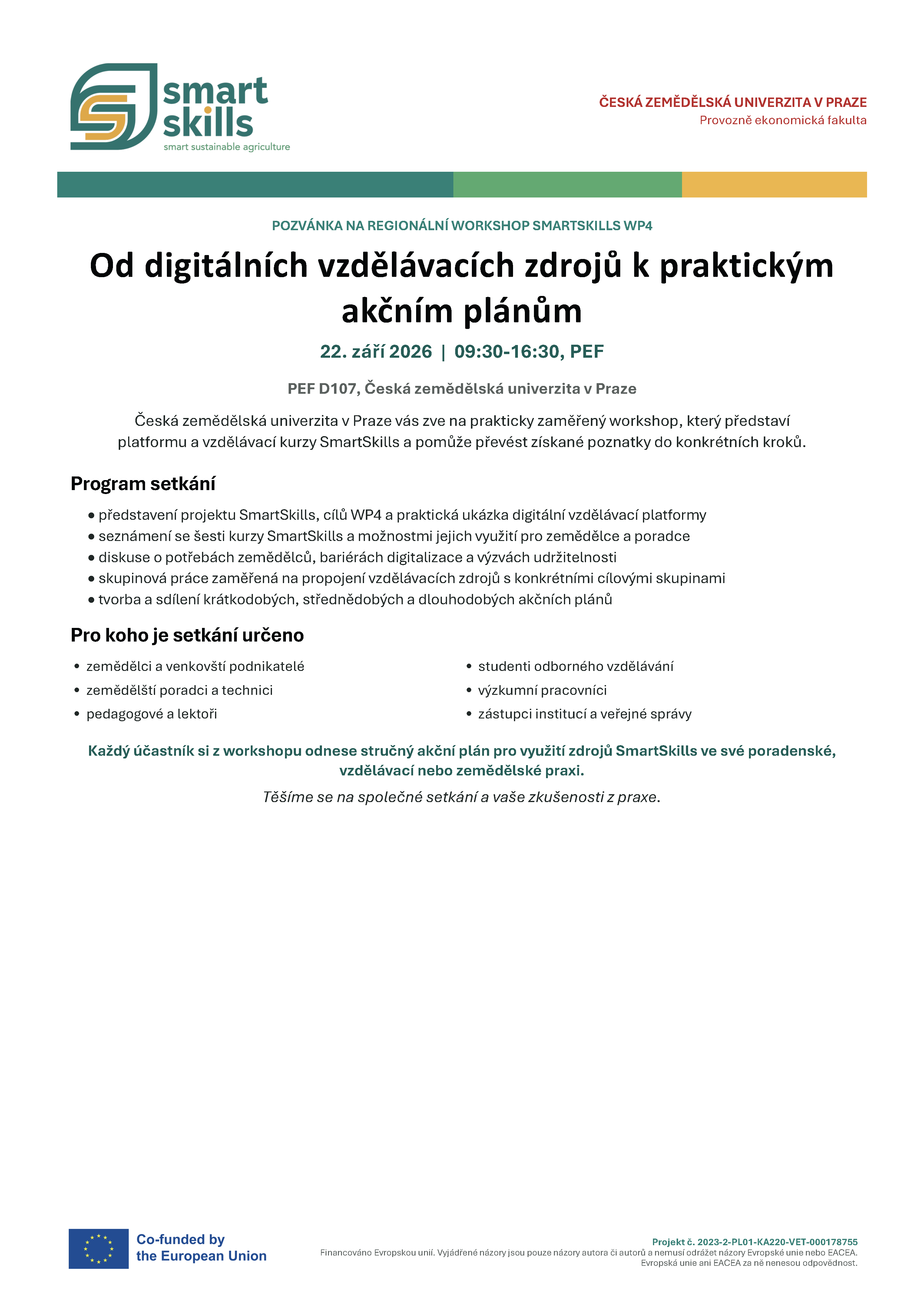 Pozvánka na regionální workshop SmartSkills WP4