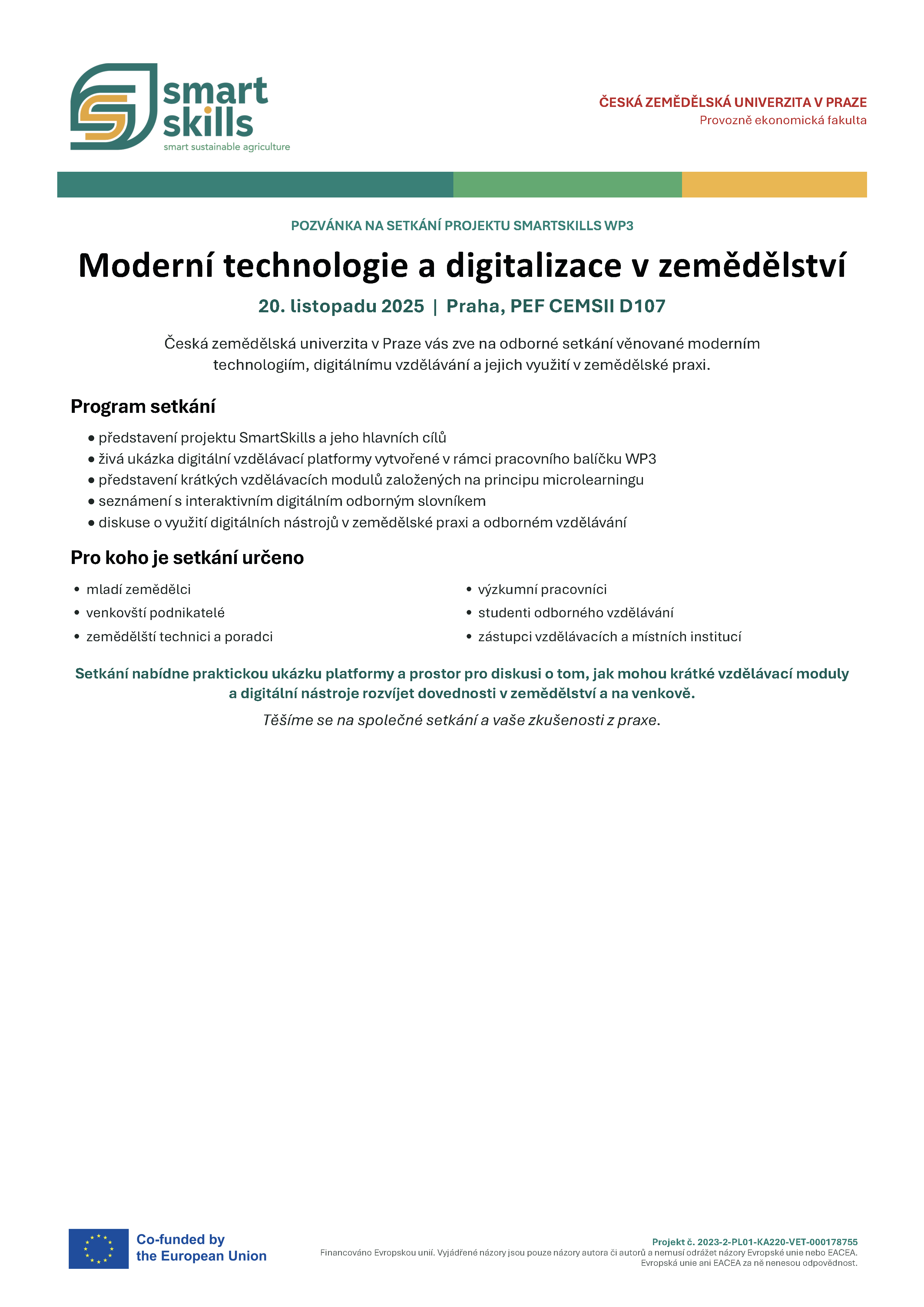 Invitation to the meeting Modern technologies and digitalization in agriculture